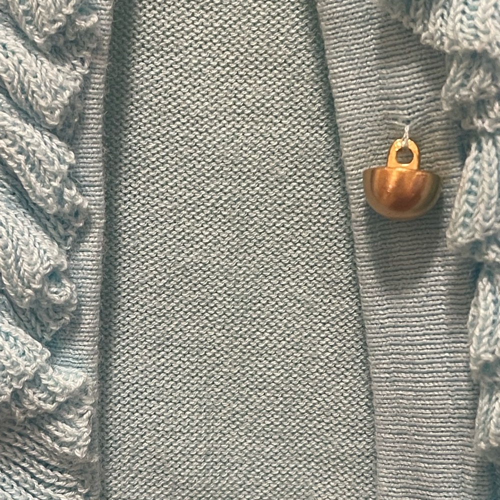 Talbots Tiffany blue Ruffle Cardigan - Picture 3 of 4